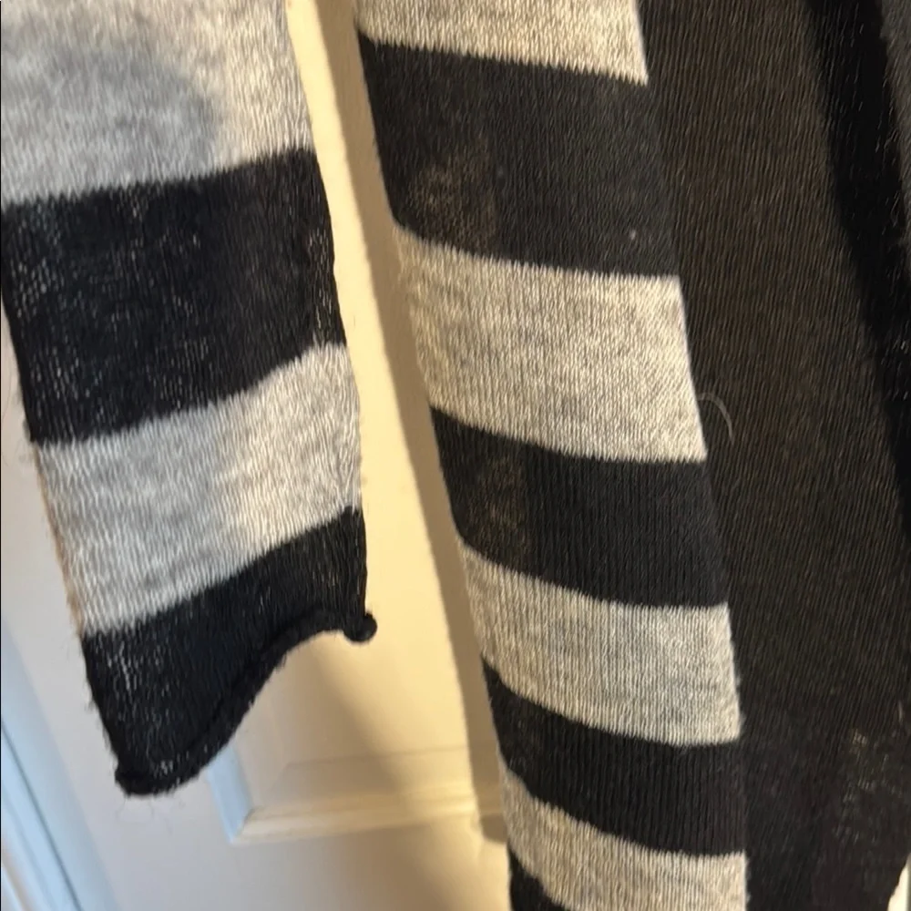 EUC Tory Burch Black and Gray Lightweight Open Front Cardigan Shawl Collar